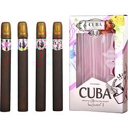 4 PIECE QUAD LADY WITH CUBA HEARTBREAKER & LA VIDA & VICTORY & VIP AND ALL ARE EDP SPRAY 1.17 OZ