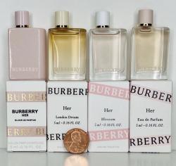 BURBERRY HER (W) 4PCS MINIATURE SET: 5ML HER EDP + 5ML HER EDP + 5ML LONDON DREAM + 5ML HER EDT FOR WOMEN. Perfume By BURBERRY For Women