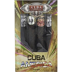 4 PIECE VARIETY WITH CUBA BLACK, BROWN, GREEN, & GREY & ALL ARE EDT SPRAY 1.17 OZ