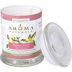 ONE 3X3.5 inch MEDIUM GLASS PILLAR SOY AROMATHERAPY CANDLE.  COMBINES THE ESSENTIAL OILS OF YLANG YLANG & JASMINE TO CREATE PASSION AND ROMANCE.  BURNS APPROX. 45 HRS. - U