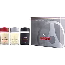 3 PIECE MENS VARIETY WITH CARRERA BLACK & CARREREA RED & CARRERA AND ALL ARE EDT SPRAYS 3.4 OZ