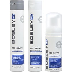 3 PIECE - BOS REVIVE NOURISHING SHAMPOO FOR NON COLOR TREATED HAIR 5.1 OZ & BOS REVIVE VOLUMIZING CONDITIONER FOR NON COLOR TREATED HAIR 5.1 OZ & BOS REVIVE THICKENING TREATMENT FOR NON COLOR TREATED HAIR 3.4 OZ