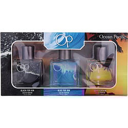 3 PIECE VARIETY SET INCLUDES BLACK FOR HIM & BLUE FOR HIM & GOLD FOR HIM AND ALL ARE EAU DE PARFUM SPRAY 1 OZ