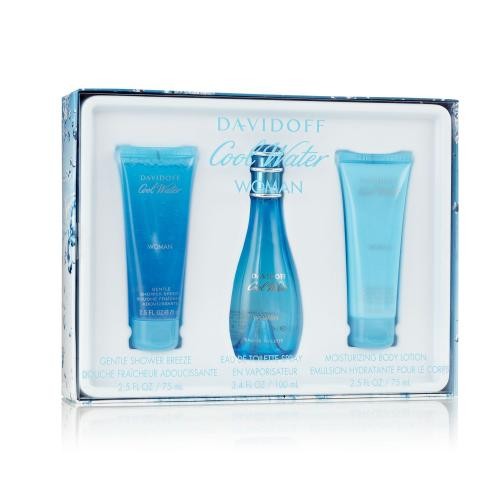 GIFT/SET COOL WATER 3 PCS.  3.4 FL Perfume By DAVIDOFF For WOMEN